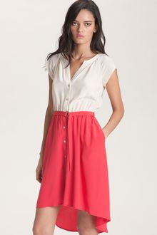 Presley Skye Belted Colorblock Silk Dress - Lyst