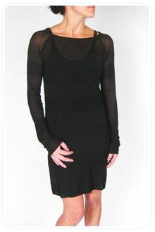 T By Alexander Wang Rayon Cotton Rib Tunic Dress in Black - Lyst