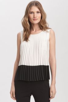 Vince Camuto Pleated Colorblock Blouse - Lyst