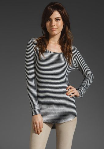  Rosewood Long Sleeve Top in Navy Blue/creme Stripe 