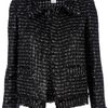 Oscar De La Renta Open Knit Jacket in Black - Lyst