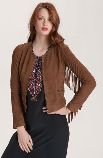 Winter Kate Sattar Fringe Sleeve Suede Jacket - Lyst