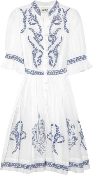 Alice By Temperley Embroidered Cotton and Silk-blend Dress - Lyst