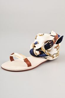 Avec Moderation Print Scarf Ankle Wrap Sandals - Lyst
