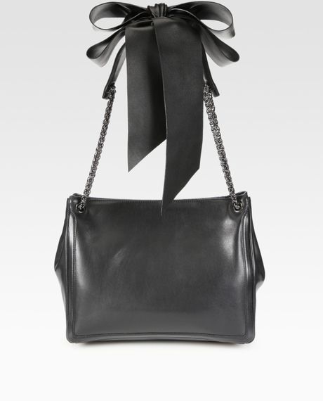Christian Louboutin Artemis Leather Bow & Chain Tote Bag in Black - Lyst
