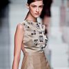 Dior Fall 2012 Leather Inset Sheer Hem Skirt  in Beige (grey, natural) - Lyst