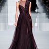 Dior Fall 2012 Sheer Inset Plisse Evening Gown  in Purple (brown) - Lyst
