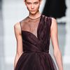 Dior Fall 2012 Sheer Inset Plisse Evening Gown  in Purple (brown) - Lyst