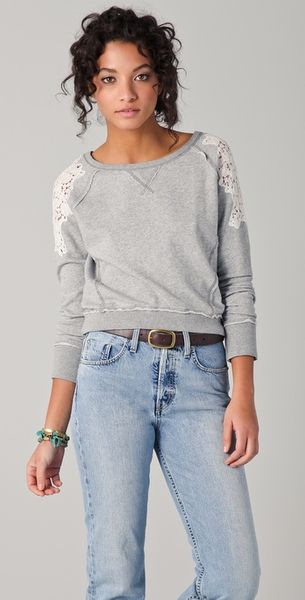 Free People Tattered Lace Pullover - Lyst