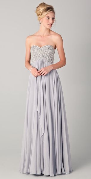Marchesa Strapless Empire Gown with Beaded Bodice - Lyst