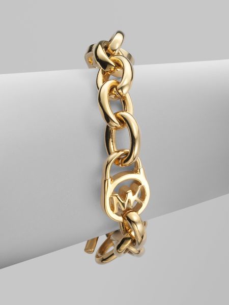 Michael Kors Logo Lock Chain Link Bracelet/goldtone in Gold - Lyst