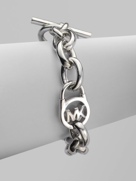 Michael Kors Logo Lock Chain Link Bracelet/silvertone in Silver - Lyst