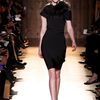 Roland Mouret Fall 2012 Short Sleeve Fitted Black Dress with Attached Oversized Fur Collar in Black - Lyst