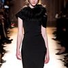 Roland Mouret Fall 2012 Short Sleeve Fitted Black Dress with Attached Oversized Fur Collar in Black - Lyst