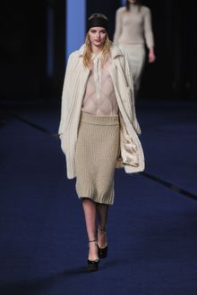 Sonia Rykiel Fall 2012 Mid-Length Knitted Cream Skirt  - Lyst