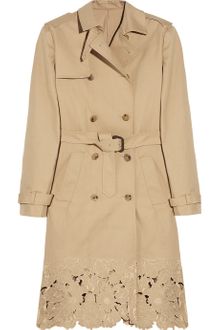 Valentino Embroidered Cotton-gabardine Trench Coat - Lyst