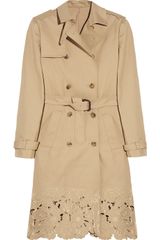 Valentino Embroidered Cotton-gabardine Trench Coat