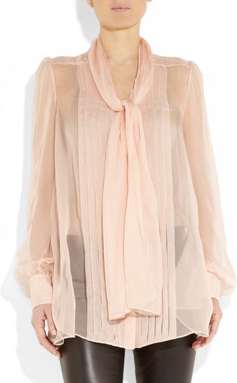 Alexander McQueen Silk-Chiffon Pussy-Bow Blouse - Lyst