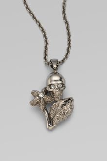 Alexander McQueen Swarovski Crystal Accented Skull & Claw Pendant Necklace - Lyst