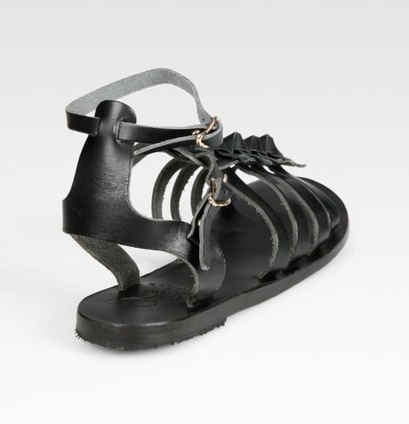 ... Greek Sandals Artemis Leather Gladiator Sandals in Black | Lyst