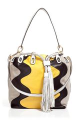 Diane Von Furstenberg Penny Wave Grey/Yellow Suede Bucket Bag