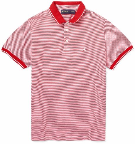 Etro Striped Cotton Polo Shirt in Red for Men - Lyst