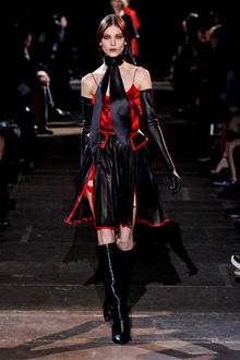 Givenchy Fall 2012 Black Pleated Leather Panelled Skirt - Lyst