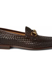 Gucci Woven Leather Horsebit Loafers - Lyst