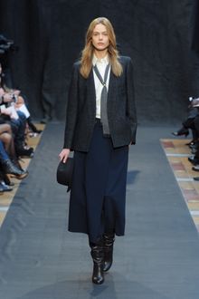 Hermes Fall 2012 Mid-Length Paneled Dark Blue Skirt with a Front Slit - Lyst