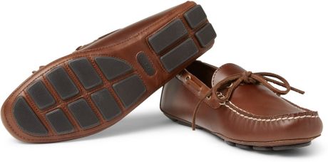 crew Thompson Leather Driving Shoes in Brown for Men | Lyst