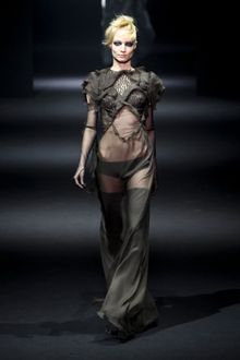 John Galliano Fall 2012 Ruffle Neck and Embellished Chiffon Gown - Lyst