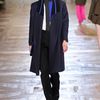 Stella Mccartney Fall 2012 Long Blue Coat with Striped Bomber Collar and Oversized Lapels in Blue - Lyst