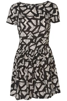Topshop Aztec Print Tshirt Cross Back Dress - Lyst