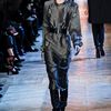 Yves Saint Laurent Fall 2012 Gray Textured Midi Dress With Wide Shoulders in Gray - Lyst