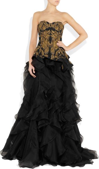 Alexander McQueen Embroidered Silk-Faille and Organza Gown - Lyst