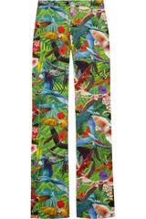 Altuzarra Redwood Tropical-print Flared Stretch Cotton-Blend Pants