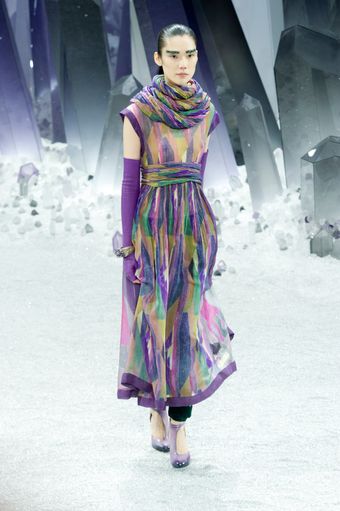  Fall 2012 Sheer Plisse Colour-Block Midi Dress 