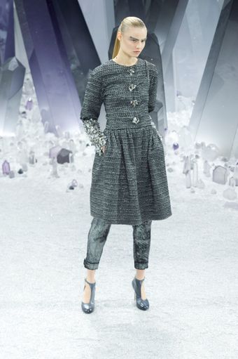 Chanel Fall 2012 Gray Cropped Pants WIth Cuffed Hem - Lyst