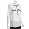 Cynthia Steffe White Silk Tally Pocket Front Blouse in White - Lyst