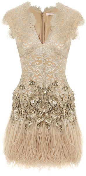 Matthew Williamson Lacquer Lace Feathered Dress - Lyst