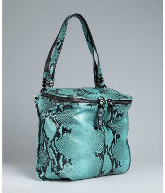  Turquoise Python Print Leather Zahara Shoulder Bag 