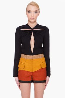 Proenza Schouler Black Front Tie Blouse - Lyst