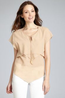 See By Chloé Nude Cotton Crepe Layered Tassel Front Blouse - Lyst
