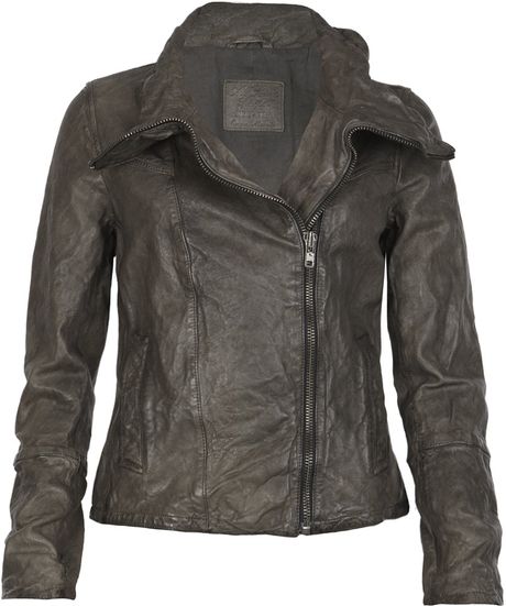 Allsaints Caledonian Leather Jacket in Gray (grey) - Lyst