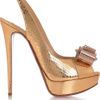 Christian Louboutin Metal Nodo 150 Watersnake Slingbacks in Brown (gold) - Lyst