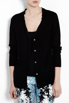 DKNY Long Sleeve Cashmere Cardigan with Silk Back - Lyst