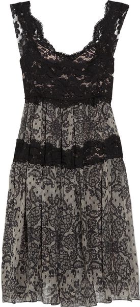  Sicilia Lace and Printed Silk-blend Dress 