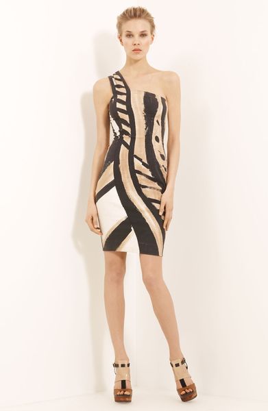 Donna Karan New York Collection Serpent Print One Shoulder Dress in Multicolor (bone) - Lyst