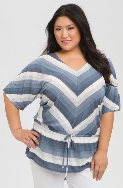 Olivia Moon Stripe Dolman Sleeve Top in Blue (grey stripe) - Lyst
