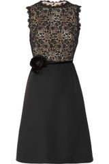 Valentino Silk-crepe and Lace Dress